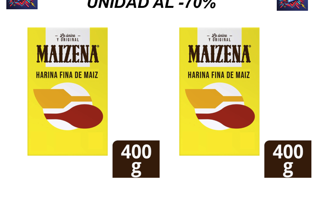 Aprovecha el descuento del 70% en la segunda unidad de Maizena – Harina Fina de Maíz en Amazon