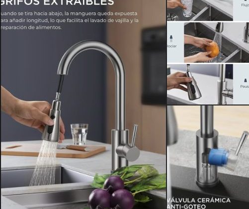 Descubre la comodidad y versatilidad del Grifo Cocina Extraible con 3 Modos Giratorio a 360°