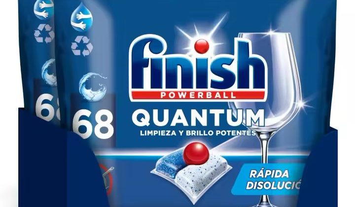 Limpieza impecable y brillo duradero con Finish Powerball Quantum de 136 pastillas