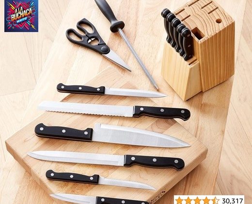 14 piezas completo Juego de Cuchillos de Cocina y Soporte de Amazon Basics