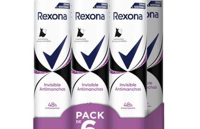 Pack de 6 unidades: ahorra con el descuento automático en Rexona Invisible para mujer por 8,50€ con🔻–53 %  de descuento en Amazon