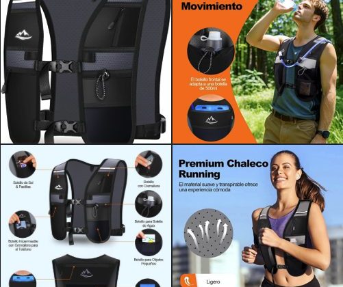 Mantente hidratado y visible en tus entrenamientos con el Chaleco Hidratación Running ligero y reflectante