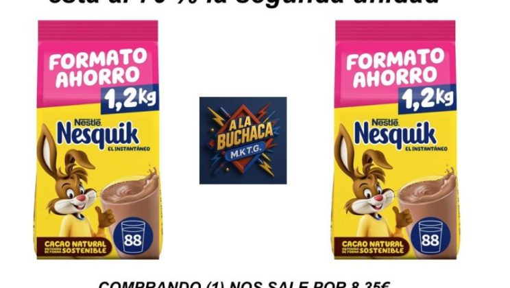 🎈**¡SABOR DE INFANCIA A LO GRANDE! 🔻2ª UNIDAD -70 %** Nesquik cacao soluble NESTLÉ en formato bolsa de 1,2 kg.