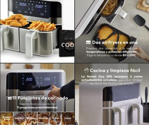 🍟 FREIDORA DE AIRE MASTERPRO ROCKET DUO 🔻–54 %