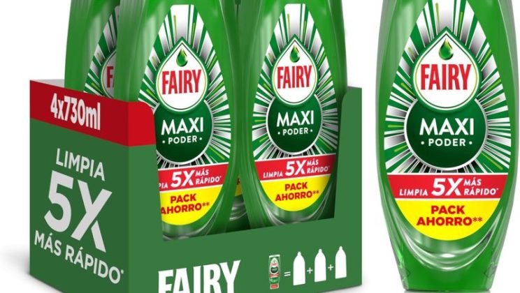 🧽 FAIRY MAXI PODER LÍQUIDO LAVAVAJILLAS 4 X 730 ML 🔻–29 %