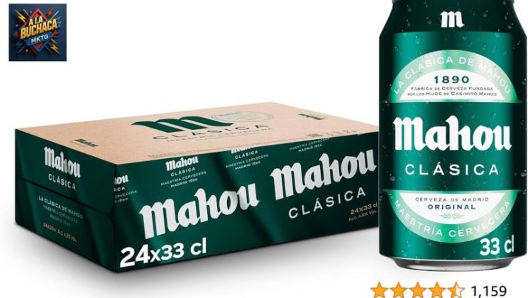 💫OFERTA EN AMAZON Mahou Clásica, Pack 24 Latas x 33cl 💫🔻-46%💰