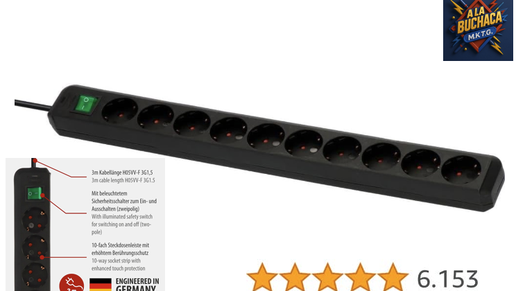 🎈 Regleta Eco-Line 10 Tomas 🔻–49 % Ahora por 💶11,39 €