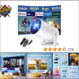 🎈 MEGA CHOLLO Proyector Portátil con Android TV 🔻–58 % Ahora por 🎥38,87€ + CÓDIGO