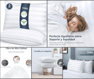 🎈 MEGA CHOLLO Pack de 2 Almohadas TESQ 40×70 cm 🔻–70 % Ahora por 🛏️29,99 € + DOBLE CUPÓN