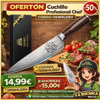 🔥 OFERTÓN Cuchillo Profesional Chef 🔻–50 % por 🍽️14,99 € ¡Con CÓDIGO!