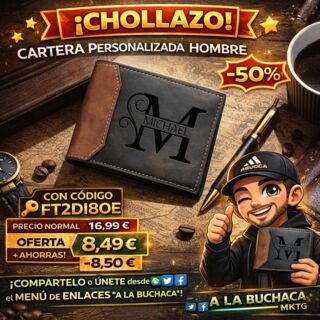 👔 CHOLLAZO Cartera Personalizada Hombre 🔻–50 % por 👛8,49€ Con CÓDIGO