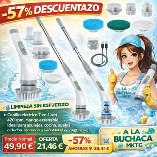 🎈 MEGA CHOLLAZO Limpiador Giratorio Eléctrico 7 en 1 🔻–57 % por 🧽 21,46 € con el CÓDIGO