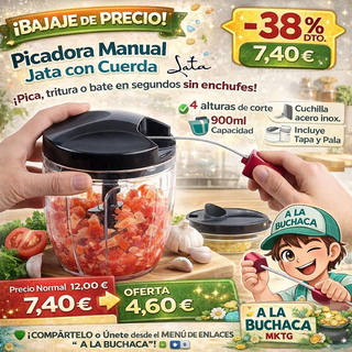 🎈 Picadora Manual Jata con Cuerda 🔻–38 % por 🧄 7,40 €